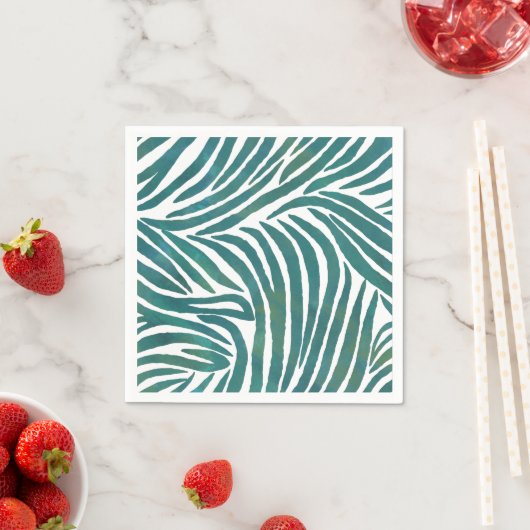 Serviette En Papier Impression Zebra turquoise (En situation)