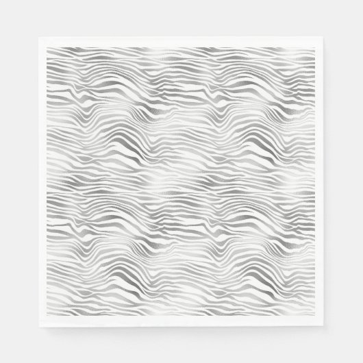 Serviette En Papier Impression zèbre blanc argent (Devant)