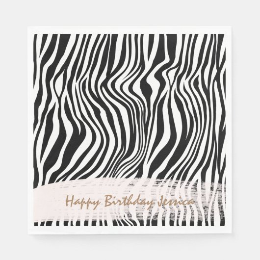 Serviette En Papier Impression Zèbre noir et blanc (Devant)