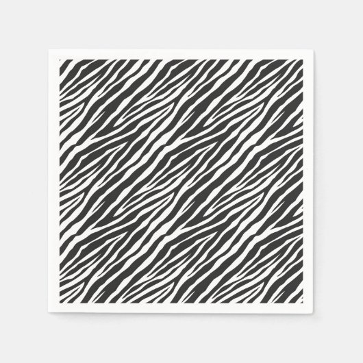 Serviette En Papier Impression Zèbre noir et blanc (Devant)