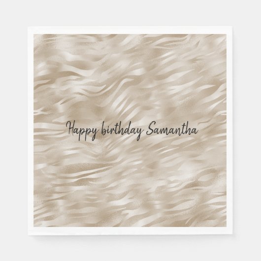 Serviette En Papier Impression Zèbre Or Chic (Devant)