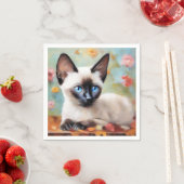 Serviette En Papier Impressionniste Siamese Portrait (En situation)