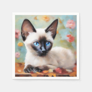 Serviette En Papier Impressionniste Siamese Portrait