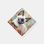Serviette En Papier Impressionniste Siamese Portrait (Coin)