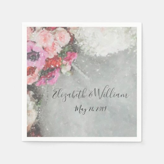 Serviette En Papier Impressions florales (Devant)