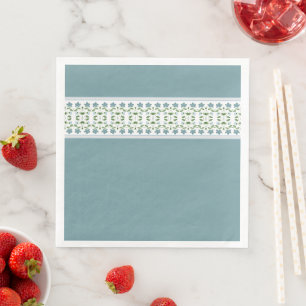 Serviette En Papier Imprimé à rayures florales bleues