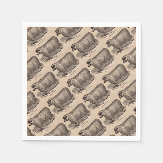 Serviette En Papier Imprimé au 19e siècle année Cotswold brebis (Devant)
