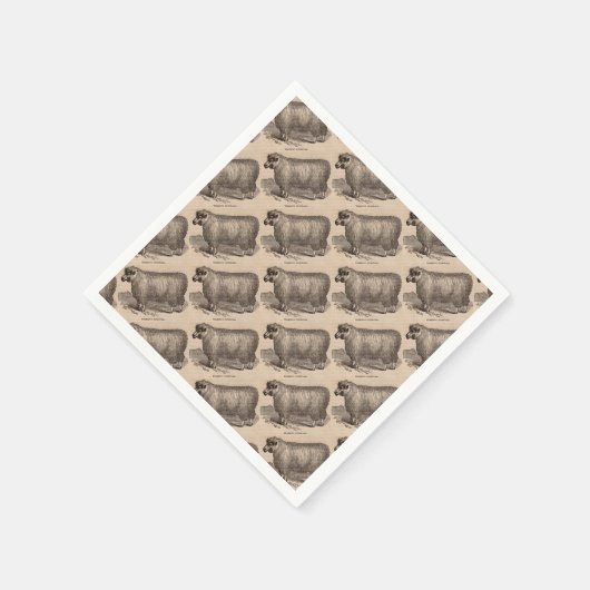Serviette En Papier Imprimé au 19e siècle année Cotswold brebis (Coin)