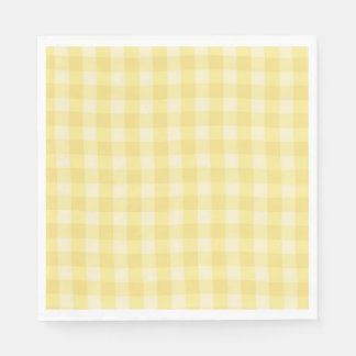 Serviette En Papier Imprimé carreaux gingham jaune pastel