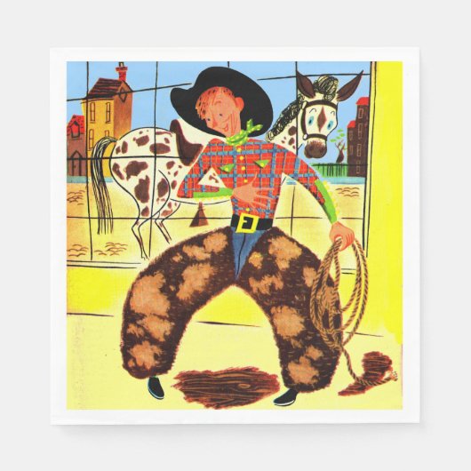 Serviette En Papier imprimé cowboy mignon (Devant)