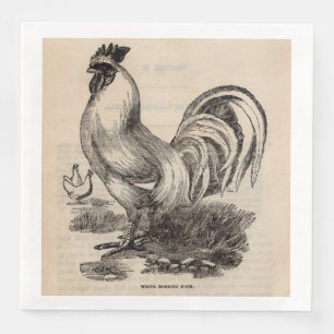 Serviette En Papier Imprimé du 19e siècle blanc Coq Dorking