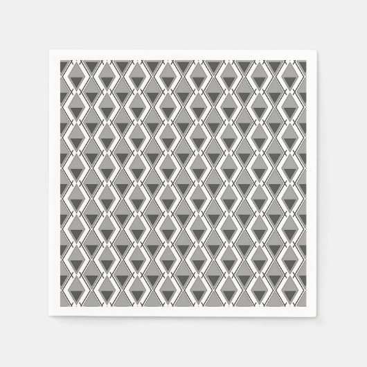 Serviette En Papier imprimé géométrique gris blanc (Devant)
