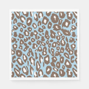 Serviette En Papier Imprimé léopard bleu et blanc