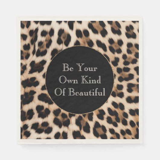 Serviette En Papier Imprimé léopard noir marron crémeux (Devant)