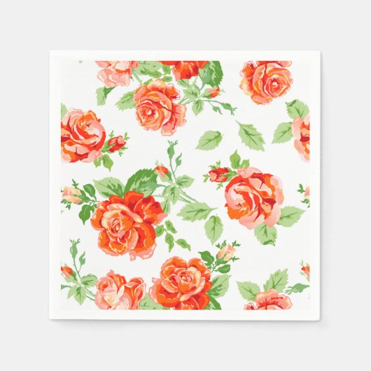 Serviette En Papier imprimé rose orange (Devant)