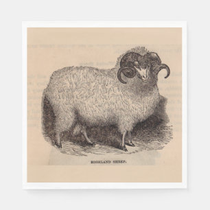 Serviette En Papier Imprimerie du 19e siècle moutons des Highlands