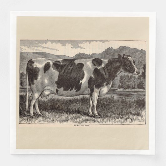 Serviette En Papier Imprimerie du 19e siècle Vache Holstein (Devant)
