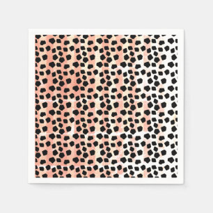 Serviette En Papier Imprimés d'animaux noir et rose