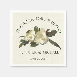 Serviette En Papier In Love - Vintage Magnolia Floral Mariage Custom