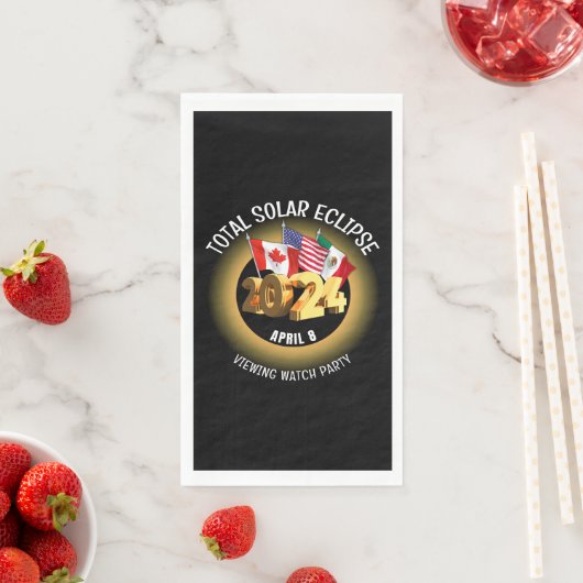 Serviette En Papier Indicateurs d'ECLIPSE SOLAIRE 2024 personnalisés (En situation)
