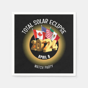 Serviette En Papier Indicateurs d'ECLIPSE SOLAIRE 2024 personnalisés