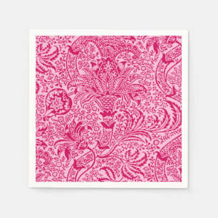 Serviette En Papier Indien de William Morris, fuchsia et rose en