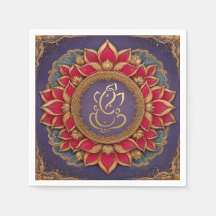 Serviette En Papier Indien Ganesh violet traditionnel Lotus Mariage
