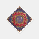 Serviette En Papier Indien Ganesh violet traditionnel Lotus Mariage (Coin)