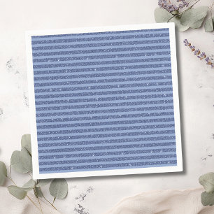 Serviette En Papier Indigo foncé pailleté rayures horizontales de styl
