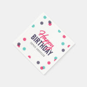 Serviette En Papier Indigo Pink Turquoise Confetti Joyeux anniversaire (Coin)