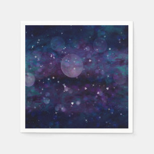 Serviette En Papier Indigo Violet Plutôt Éclairé Coeurs et étoiles
