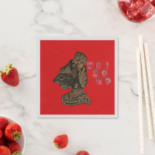 Serviette En Papier Indonesi Shadow Puppet Hohoho Design sur toile rou