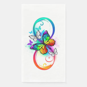 Serviette En Papier Infini lumineux avec papillon arc-en-ciel