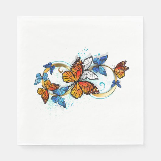 Serviette En Papier Infinité de papillons monarques (Devant)