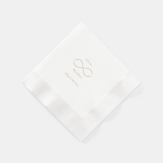 Serviette En Papier Infinity Love Monogramme Élégant Mariage Blanc   (Coin)