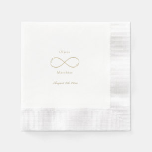 Serviette En Papier Infinity Love Monogramme Élégant Mariage blanc