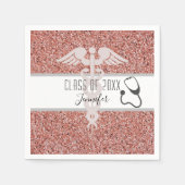 Serviette En Papier Infirmière Caduceus Stethoscope Rose Parties scint (Devant)