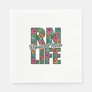 Serviette En Papier Infirmière diplômée RN Life Floral Vector Design_1