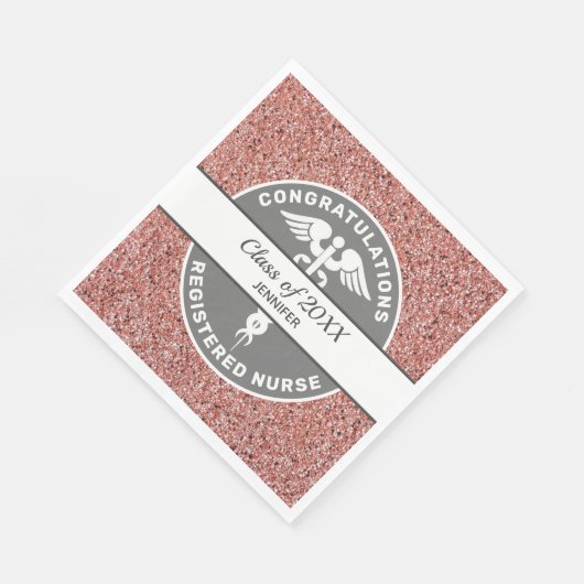 Serviette En Papier Infirmière Félicitations Parties scintillant rose  (Coin)