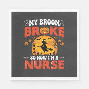 Serviette En Papier Infirmière Halloween Balai Cassé Sorcière Graphiqu