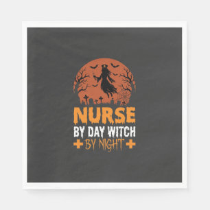 Serviette En Papier Infirmière Halloween de Jour Sorcière de Nuit