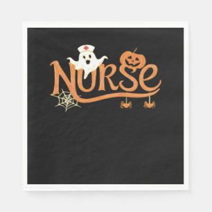 Serviette En Papier Infirmière Halloween mignon Fantôme et Citrouille