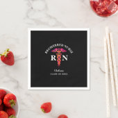 Serviette En Papier Infirmière inscrite Diplôme Pink Black Caduceus (En situation)