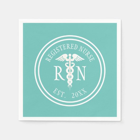Serviette En Papier Infirmière inscrite RN Médicale Turquoise Graduati (Devant)