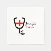 Serviette En Papier Infirmière médecin rouge plus stéthoscope ajouter  (Devant)