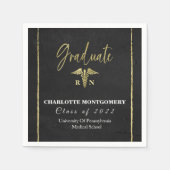 Serviette En Papier Infirmière Médicale Caduceus Graduation (Devant)