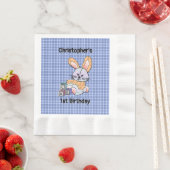 Serviette En Papier Infirmière personnalisée Plaid Bleu - Lapin (En situation)