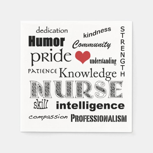 Serviette En Papier Infirmière Pride-Attributes+Coeur Rouge (Devant)