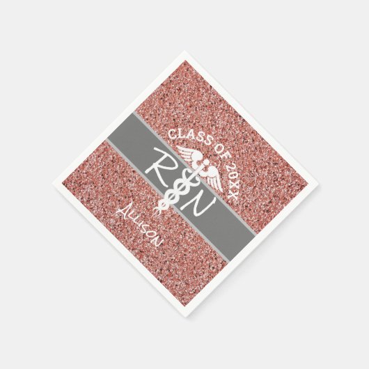 Serviette En Papier Infirmière RN Caduceus Graduation Rose Parties sci (Coin)