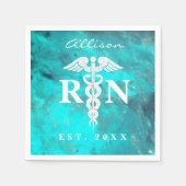 Serviette En Papier Infirmière RN Turquoise Marbre Custom Graduation P (Devant)